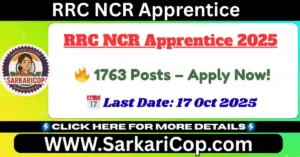 RRC NCR Apprentice Recruitment 2025 Apply Online for 1763 Posts