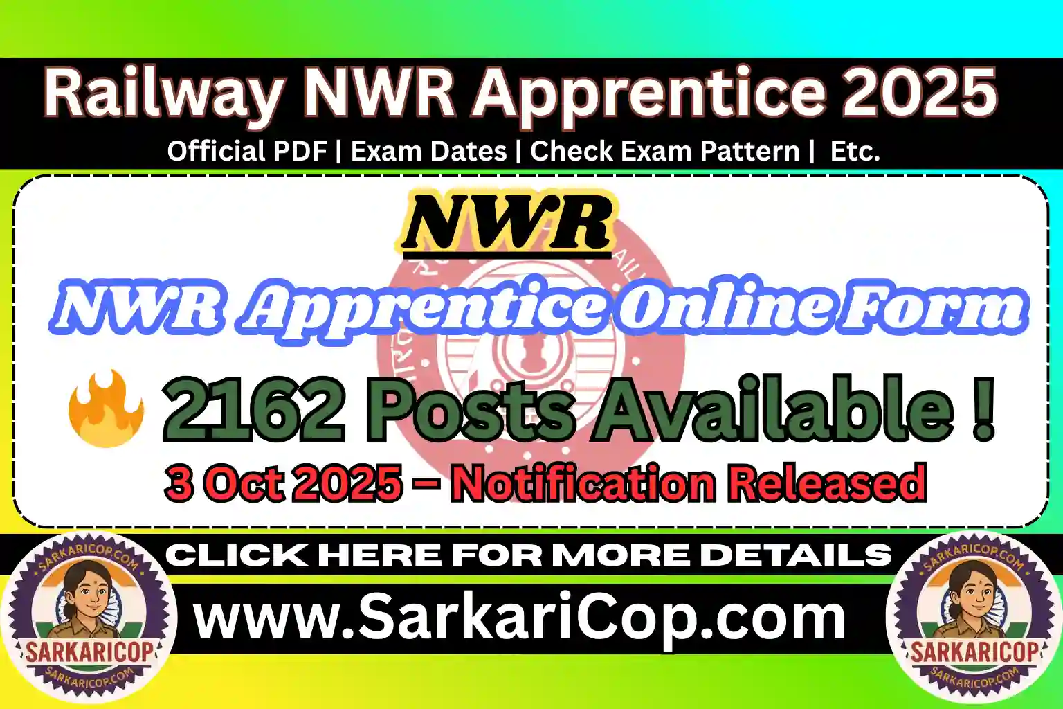 Railway NWR Apprentice 2025 Notification – Apply Online for 2162 Posts